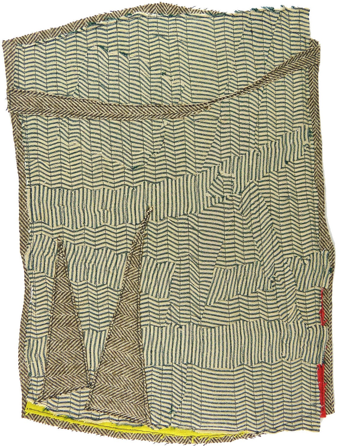 RESERVED FOR SUSAN 4.22.2012 small art quilt, contemporary, abstract, green and brown stripes, citron, rust, brown herringbone