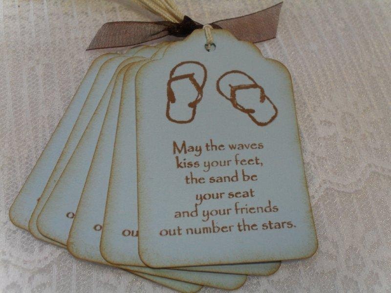 Beach Quote Tags- Gift Tags Favor Tags Wedding Shower Sandals Stamped - Blue