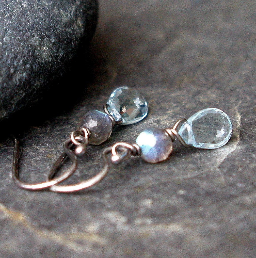 Azure Blue Topaz, Labradorite, Sterling Silver Earrings - BIMINI