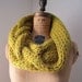 Oversized Cable knit cowl mustard yellow Infinity scarf