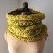 Oversized Cable knit cowl mustard yellow Infinity scarf
