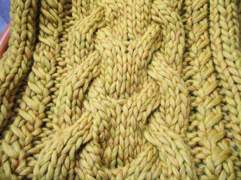 Oversized Cable knit cowl mustard yellow Infinity scarf