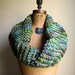 Big Chunky Knit cowl Green. Teal. Yellow. Turquoise.