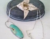 Soldered Long Oval Chrysoprase-- Necklace