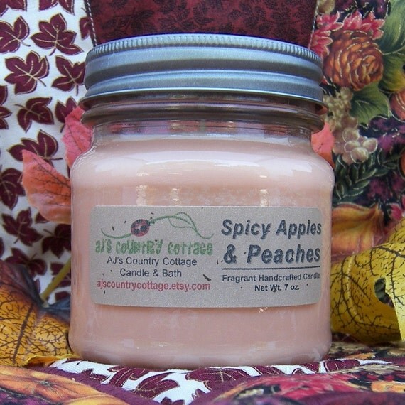 SPICY APPLES and PEACHES SoY Candle - Highly Scented