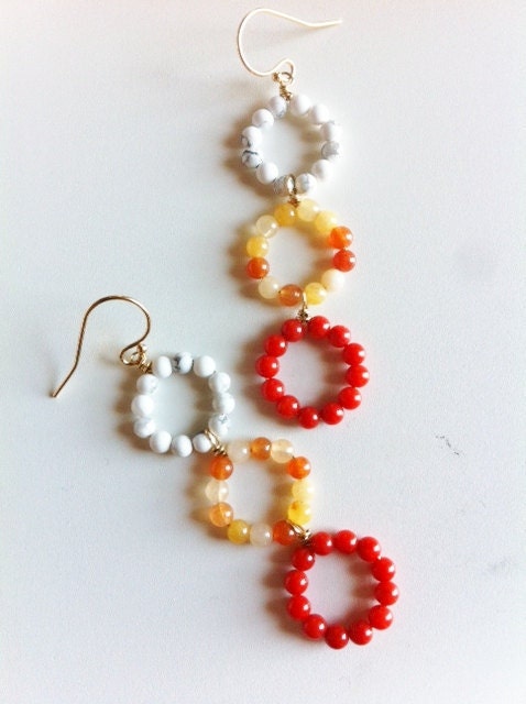 SUNKISSED trio - howlite, carnelian, coral