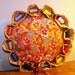 large 8"pincushion with 12 spools of thread