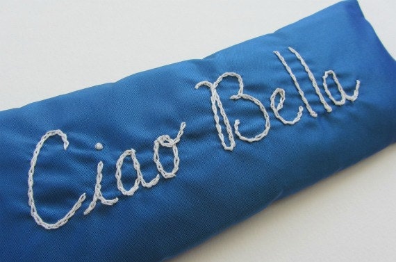 Lavender and Flaxseed Hand Embroidered Eye Pillow by Dolce Dreams