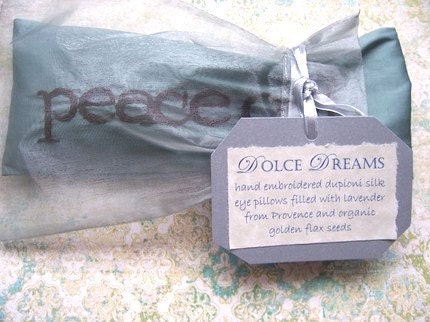 Lavender and Flaxseed Eye Pillow Hand Embroidered by Dolce Dreams