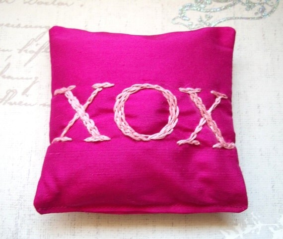 Gift for Her Pink Lavender Sachet Hand Embroidered by Dolce Dreams