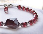 Gorgeous Garnet. Gemmy Garnet and Silver Bracelet. January Birthstone.