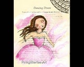 Dancing Girl Illustration  Whimsical  pen and ink Original art
