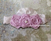 Lavender Roses - Lilac Headband, Couture Trio of Rosettes Headband