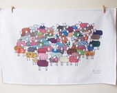Colourful Sheep Tea Towel