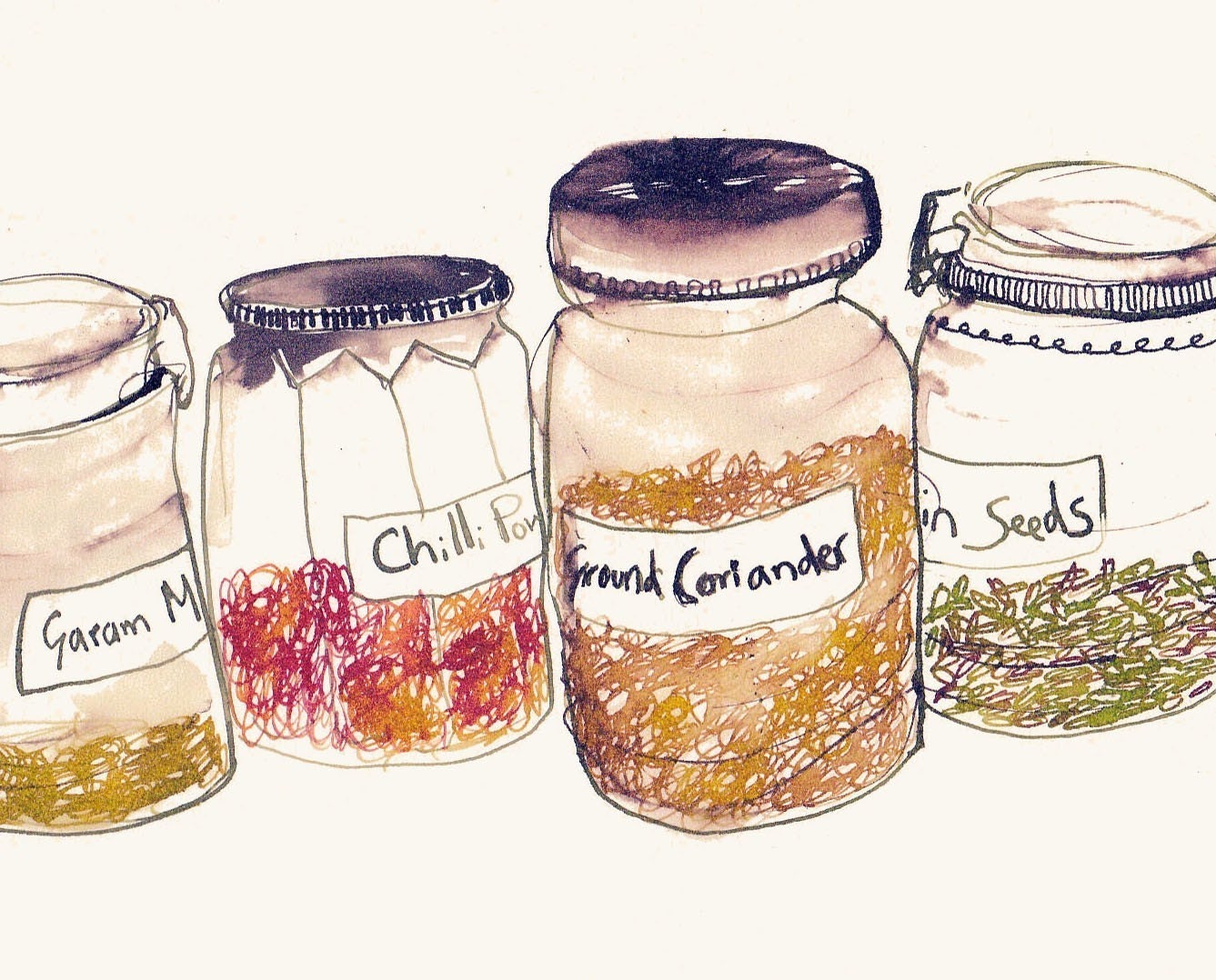 Four Ingredients Jars - Print (A4)