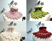 Crochet Neckwarmer / Collar with turtleneck, ruffle neckline and lace collar - Made to Order - choose the color  - NINU'