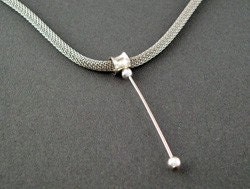 EZ Bead Changer with Mesh Necklace, Handmade Sterling Silver