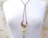 Handmade French boho romantic necklace sautoir with dove bird