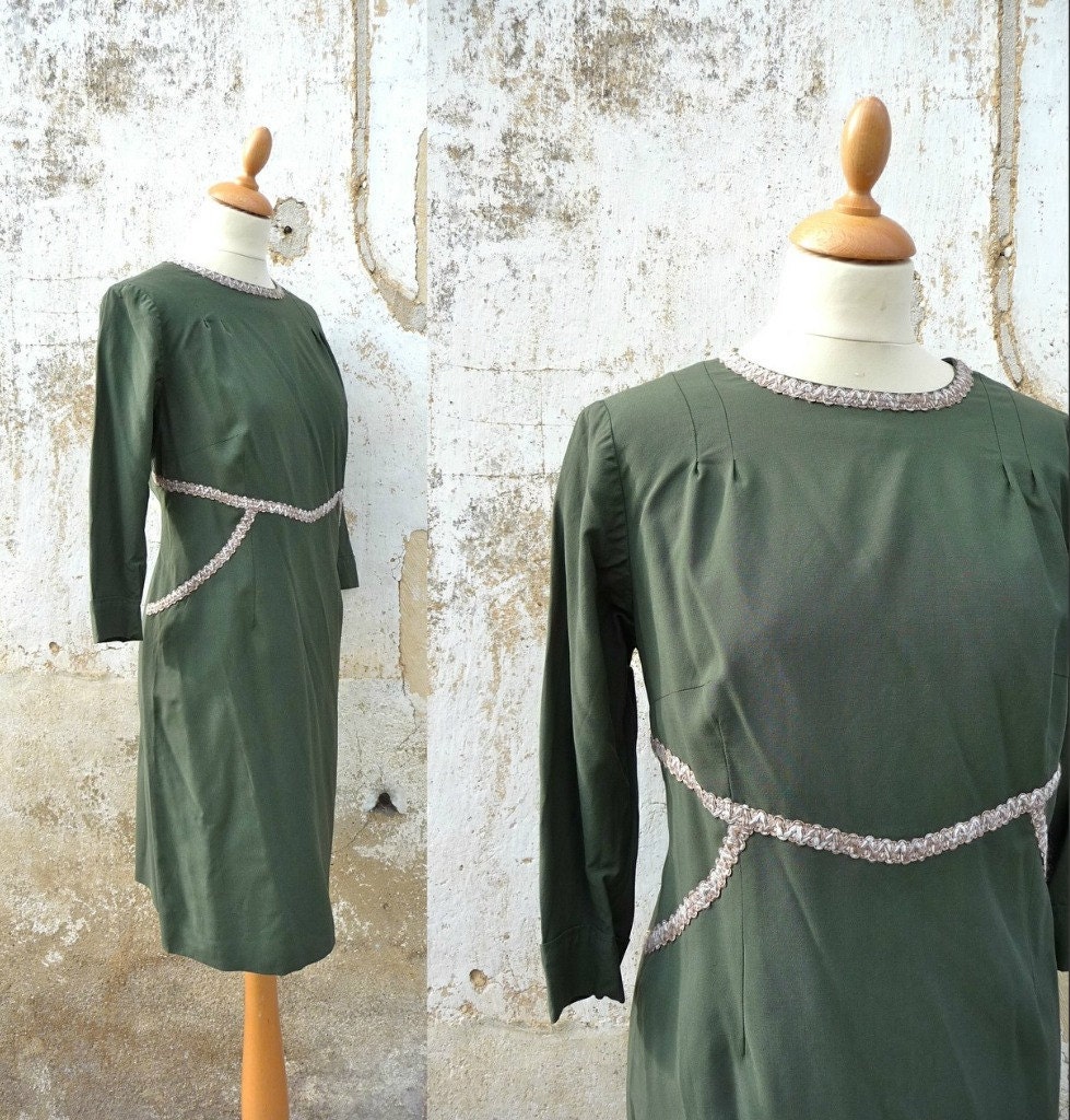 1980 simple dress wiggle 60s inspired size M