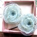 Welcome Spring Fabric Flower Hair Pin Set in Swiss Dotted Robins Egg Blue