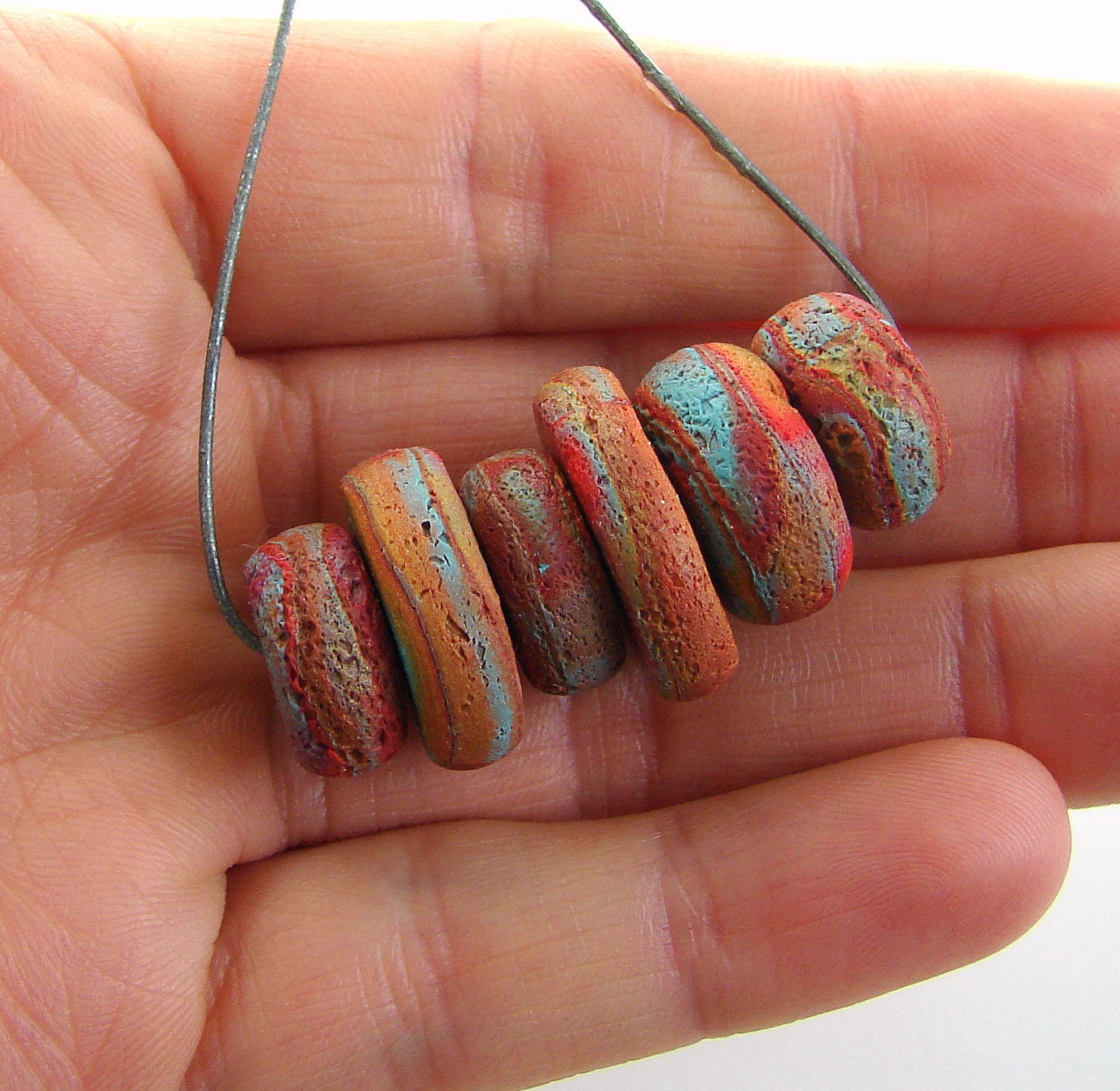 Handmade Polymer Clay Disc Beads - Rustica Erosion