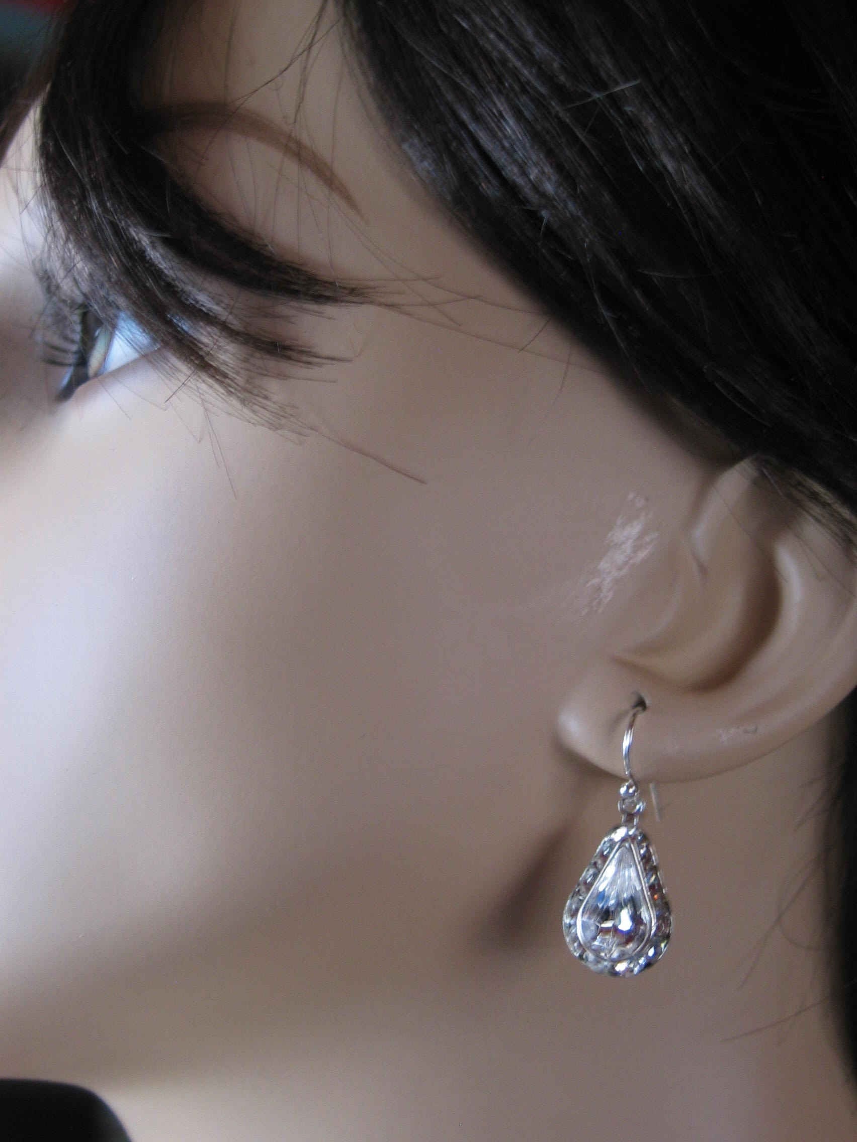 Something Blue Bridal Earrings, Glam Tear Drop, Swarovski Crystals