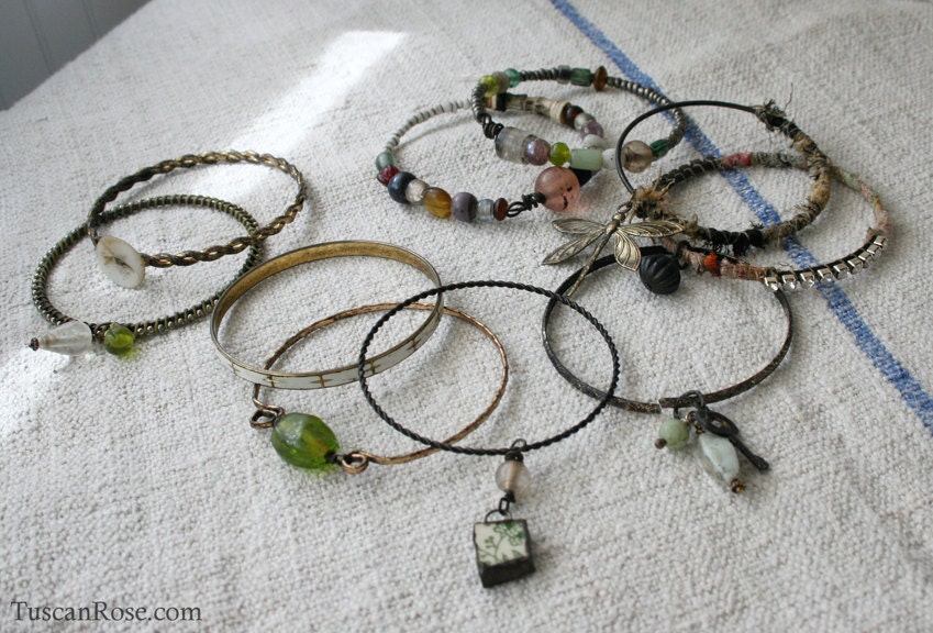 Stack Bangle set 43 - set of 10 Bangles - urban gypsy bracelets