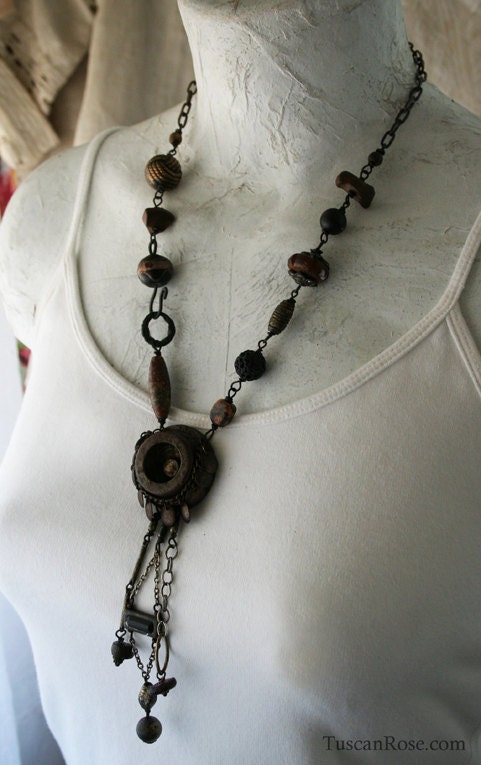 ON SALE - Summon - Talisman Necklace - urban gypsy Call Button salvage jewelry