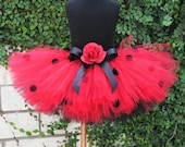 Tutu Halloween Costume - Teen Adult Women - Custom sewn costume tutu - Layered Ladybug - up to 12" long - Size Small