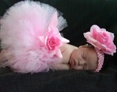 Pink Tutu - Baby Tutu - Pink Baby Tutu - Custom Sewn 6'' Infant Toddler Tutu and Headband Set - Lovey Dovey - newborn to 24 months