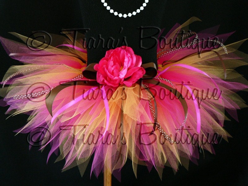 1st Birthday Girls Tutu - Orange Raspberry Surprise - Infant or Toddler Pixie Tutu - sizes Newborn to 12 months - Handmade 8'' Pixie Tutu