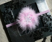 Winter Wonderland - Turquoise Pink Marabou Embellished White Snowflake Headband