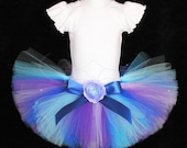 Birthday Tutu Skirt for Baby, Toddler, Girls - Blue Purple Tutu - Morning Glory - Custom SEWN 8" Tutu - sizes newborn up to 5T