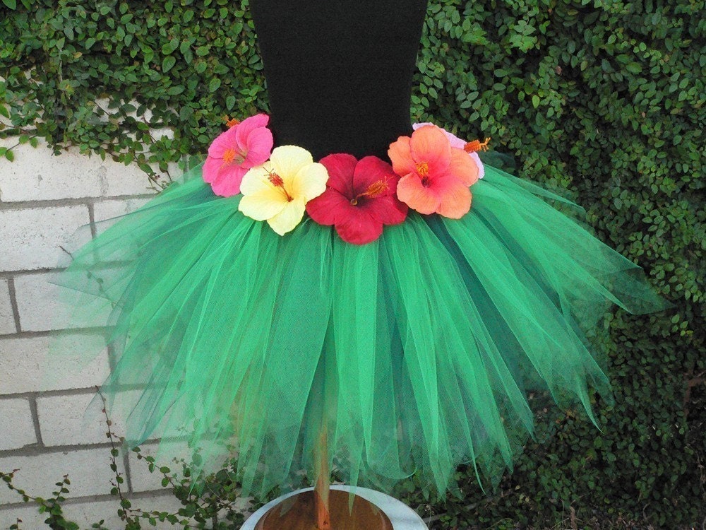 Kalei, an island pixie - 14.5 inch petite pixie tutu - Grass Hula Skirt Inspired Custom SEWN Tutu