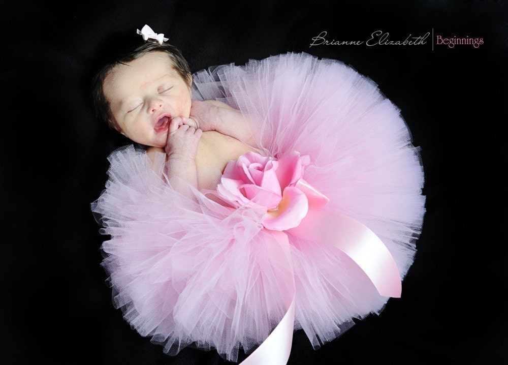 Pink Baby Tutu - Ready To Ship - Sewn Light Pink Infant Tutu - sizes newborn up to 12 months - Baby Photo Prop
