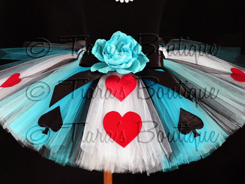 Tutu - Alice of Hearts - A Tiara's Boutique Original Design - Custom Sewn Tutu - Up to 12'' in length - Available in sizes up to 5T