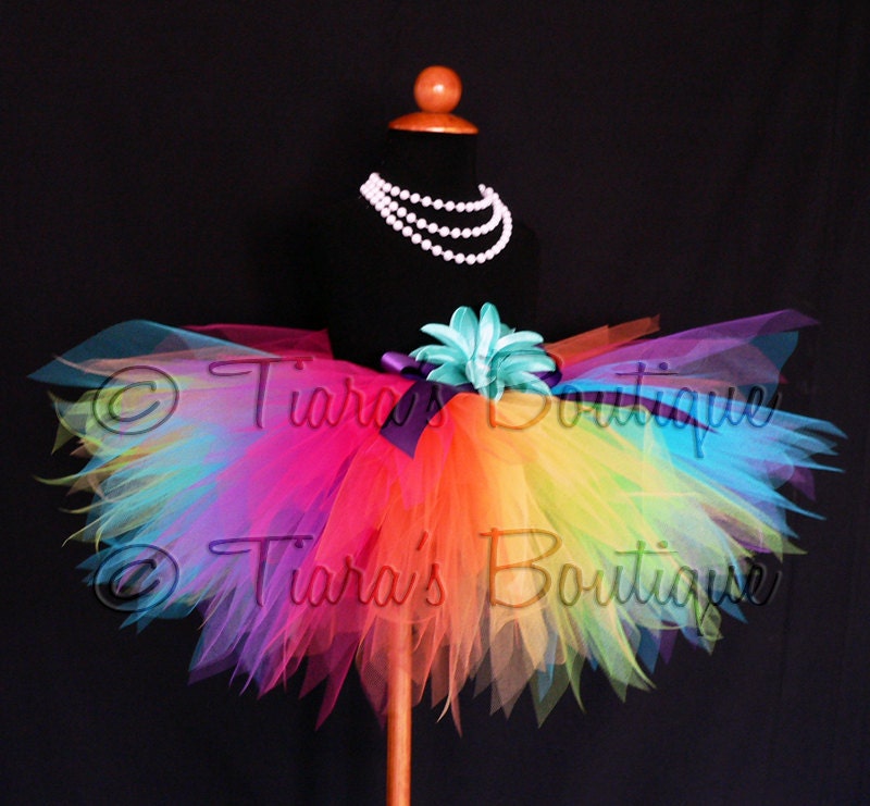 Rainbow Tutu - Custom Sewn 11'' Pixie Tutu - Aura - A Magical Rainbow Tutu - sizes newborn up to 5T