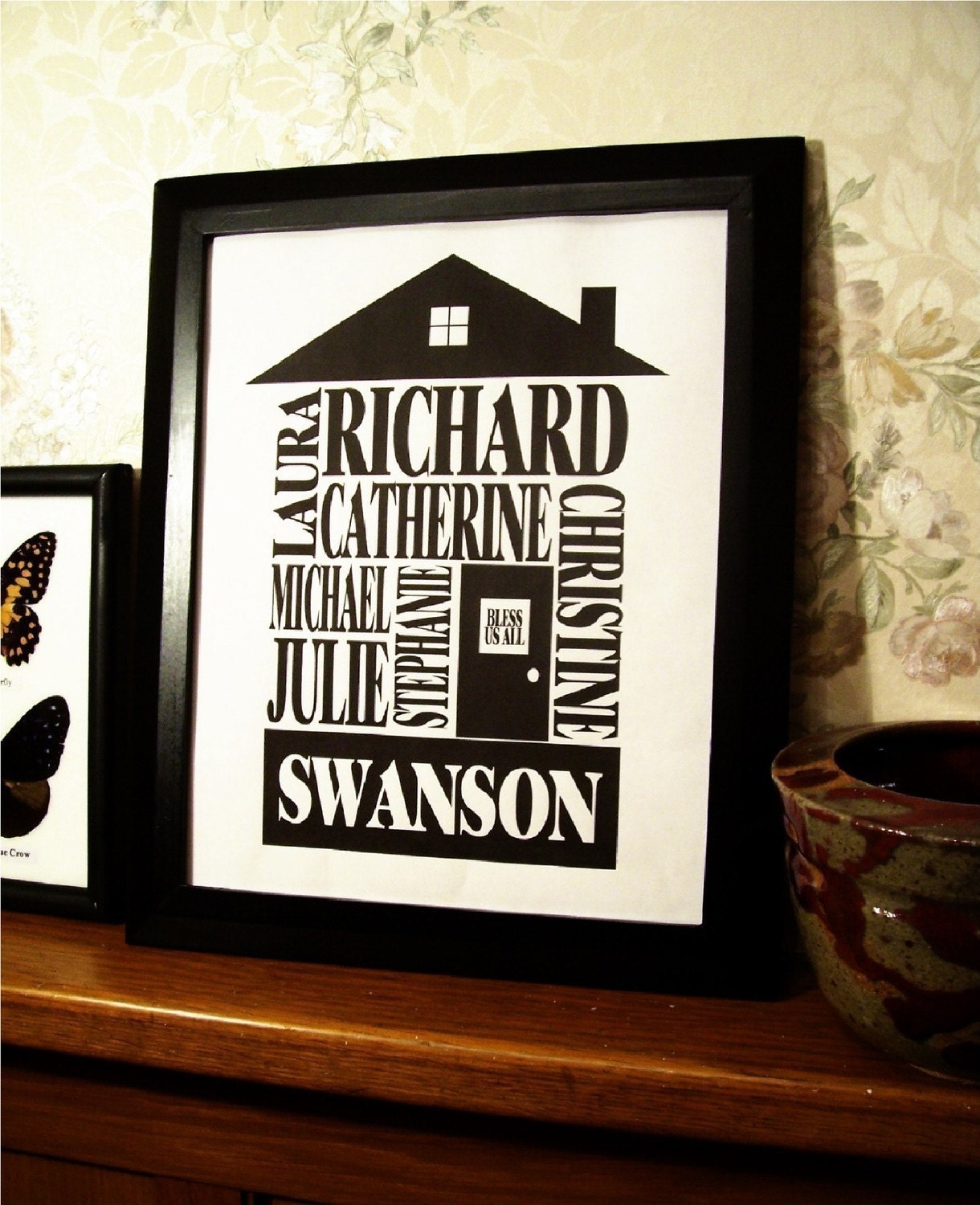 Personalized Family Name Print - 8x10 Black House - FREE SHIPPING (WORLDWIDE)