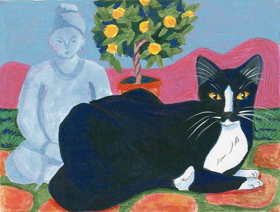 Zen Garden Cat greeting card