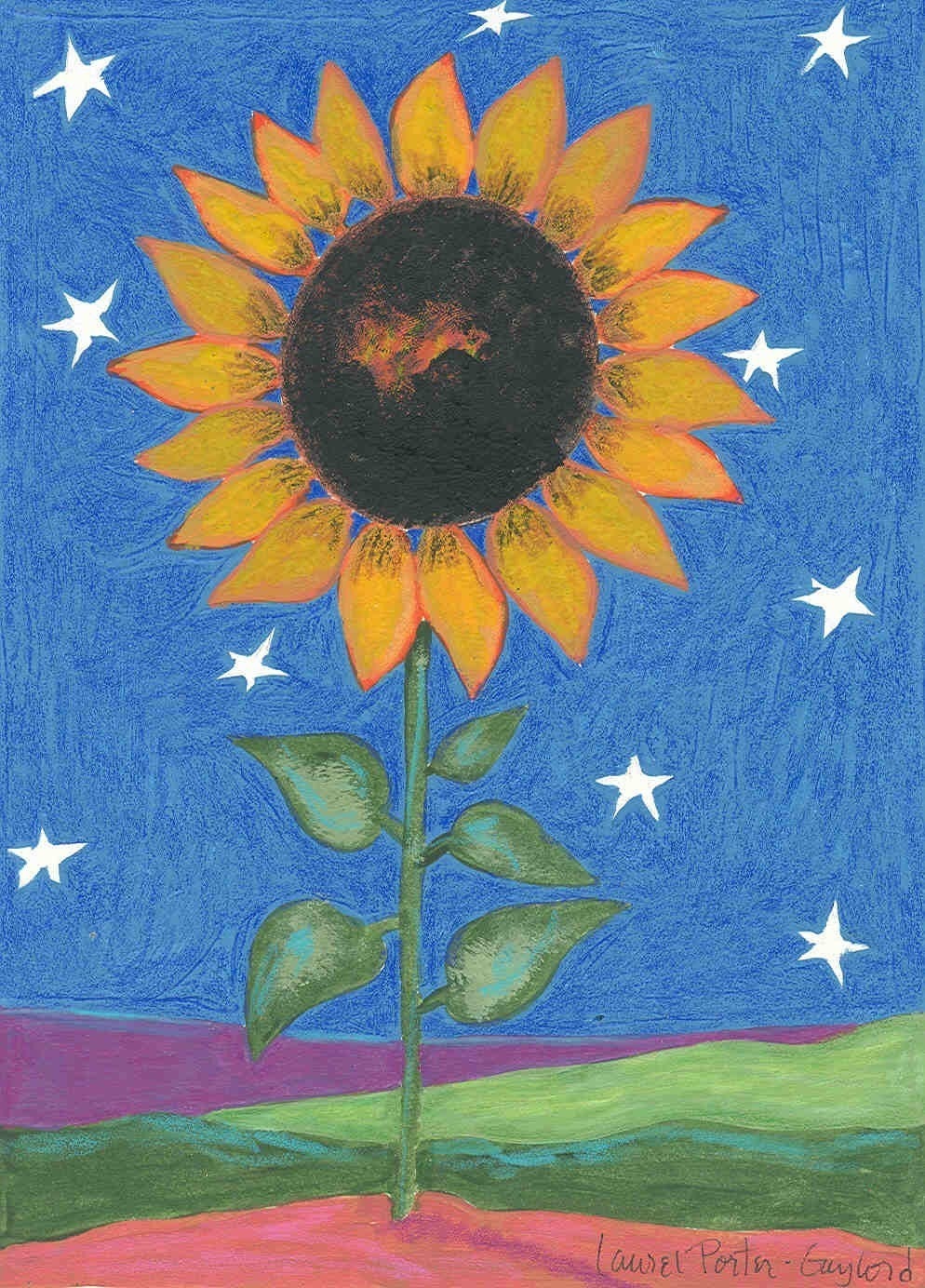 Midnight Sunflower greeting card blank