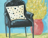Retro Chair Polka Dot Pillow greeting card