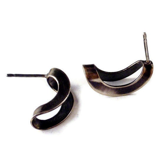 loopy earrings recycled sterling silver