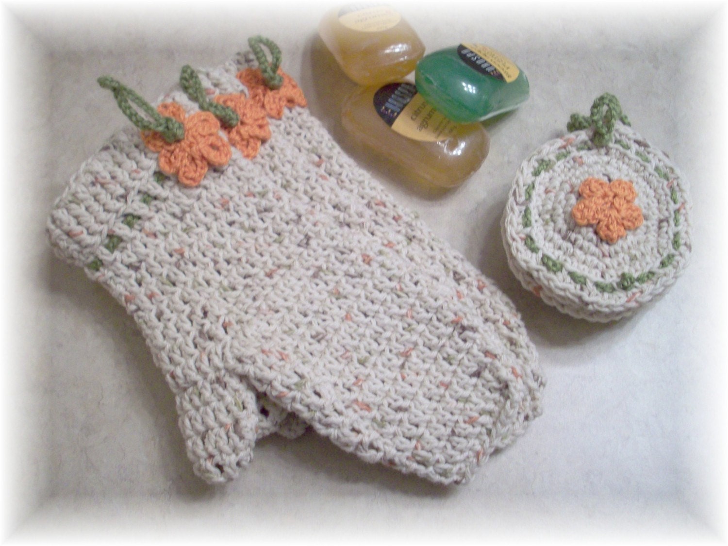 Crochet Bath Mitt and Face Scrubbies...PDF Pattern