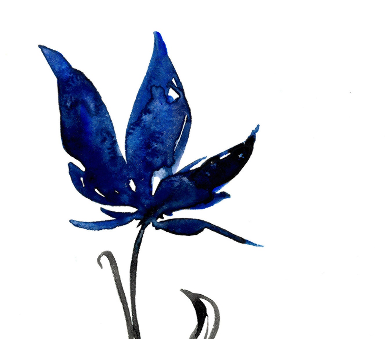 Blue Bloom ... Original abstract floral flower Watercolor painting EBSQ ... Free Shipping