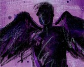 Woodblock Angel 2 .... Original Abstract Acrylic Painting on wood by Kathy Morton Stanion EBSQ