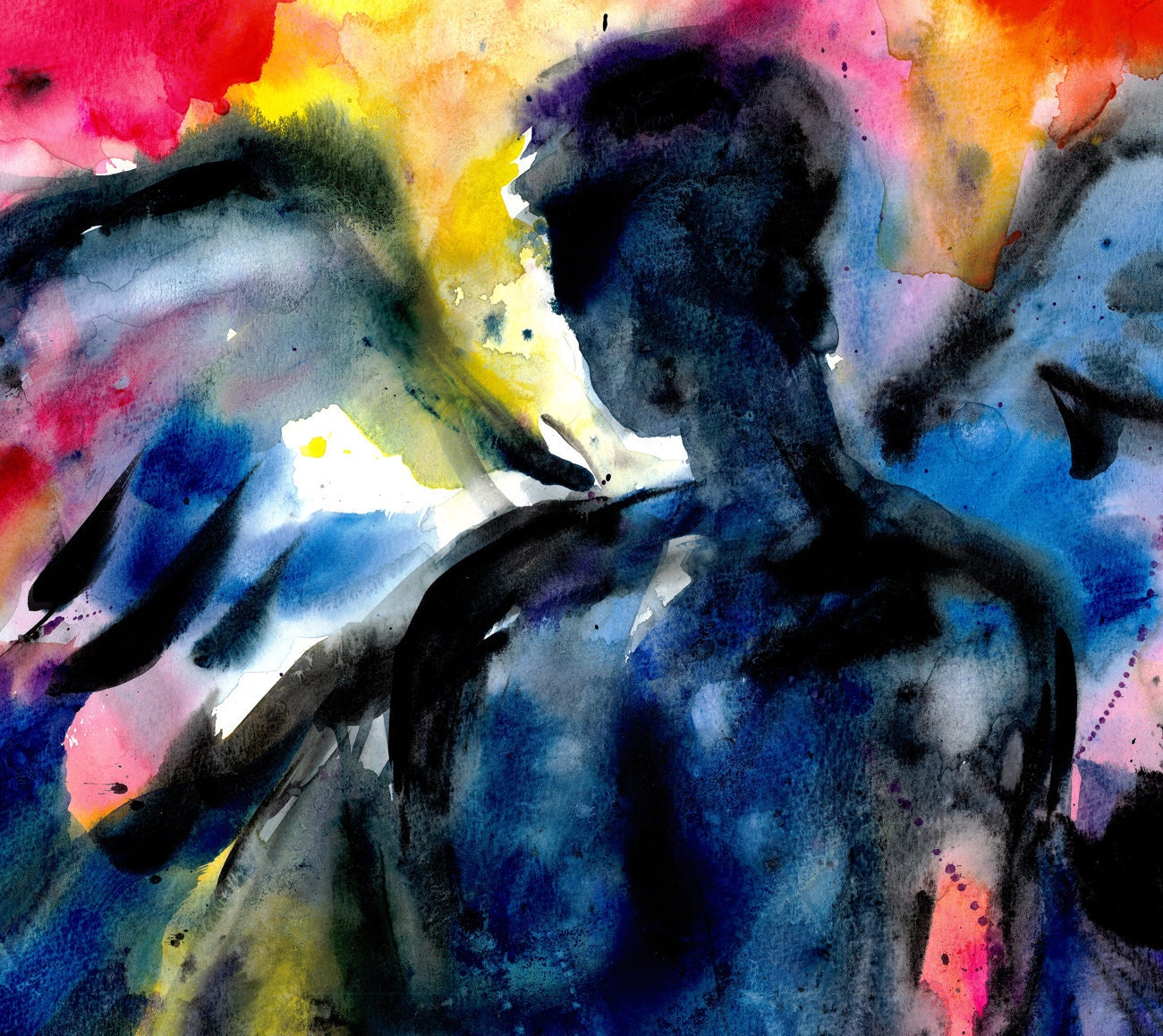 Angel No.3 - Original Large Abstract Watercolor Angel Painting similar to the one featured in West Elm by Kathy Morton Stanion EBSQ