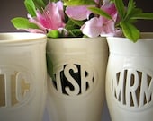 INFO ON .... Custom Monogram Vase - Wedding, commitment ceremony / bridesmaid gift - handmade to order