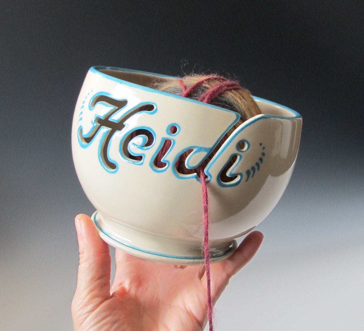 Personalized Yarn Bowl - Handmade to Order