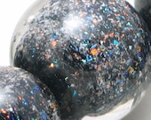 Handmade Glass Lampwork focal  Beads, Black/Dichroic round ball