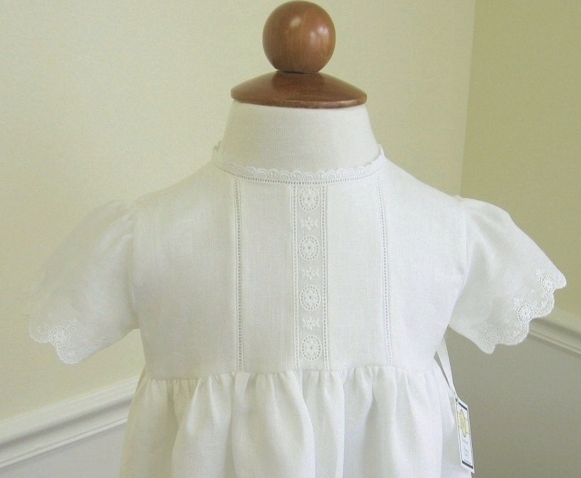 Linen Christening Gown, Baptism Gown, bonnet for boys or girl, Marie